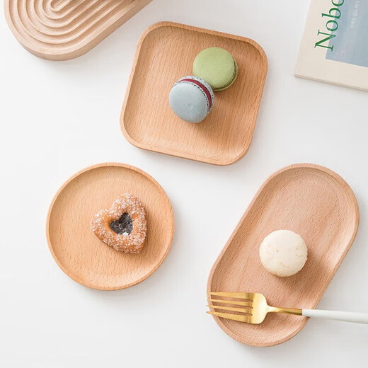 Jingxianju wooden pallet wooden tray wooden plate placement plate dessert plate small plate long plate snack restaurant tea tray tea cup beech coffee rectangular tray 20*13cm