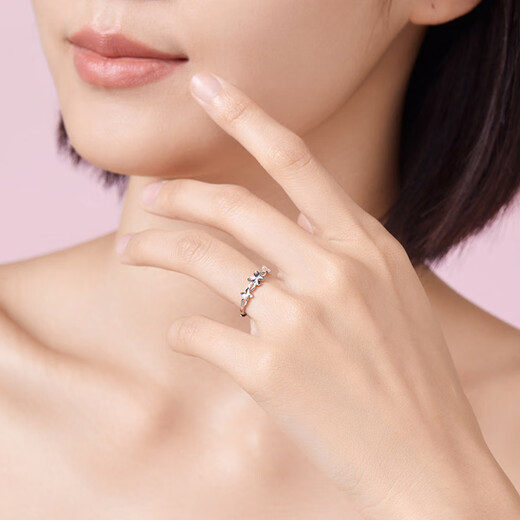 Liuguifu Jewelry Platinum Ring Women's PT950 Butterfly Platinum Ring for Girlfriend Live Mouth Adjustable Birthday Gift 1.65g