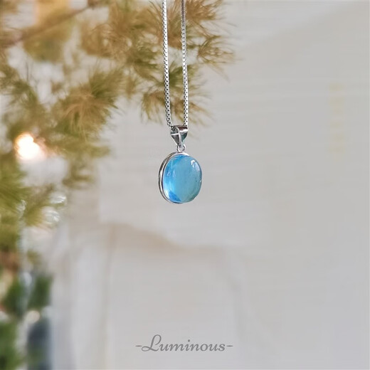 Luoyihai natural aquamarine necklace 925 silver original design clavicle chain pendant niche temperament natural aquamarine + 45cm silver chain