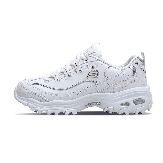 斯凯奇（Skechers）熊猫鞋春秋女增高老爹鞋铆钉轻质厚底休闲鞋运动鞋 11979白色/银色/WSL 38 250MM