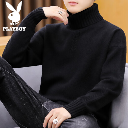 花花公子（PLAYBOY）毛衣男高领秋冬季针织衫男士外套修身毛线衣纯色百搭打底衫