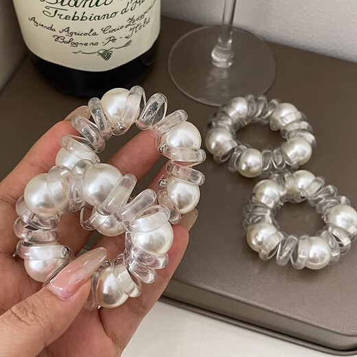 High-end pearl phone cord hair band for women new style hair tie headband for women rubber band high-end headwear FQ152-Pearl phone cord 3 pcs