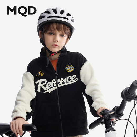 Maqidun (MQD) MQD Kinderkleidung Jungen für Frühling und Herbst Wärme Fleece College -Ständer Collar Cardigan Kinder Top Black 140
