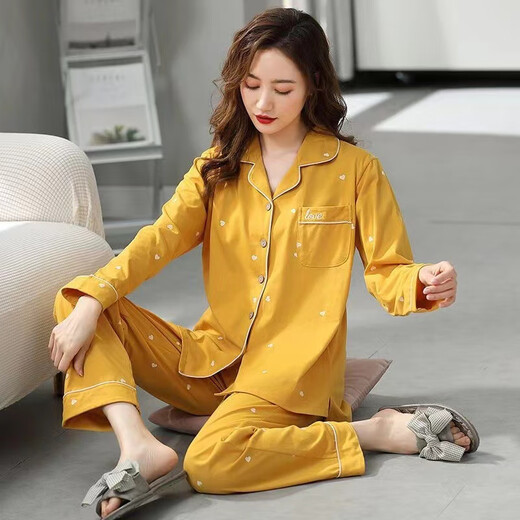 浪莎（LangSha）睡衣女长袖春秋款2023年新款中老年人薄款中年妈妈家居服 840 M 【80-99斤】