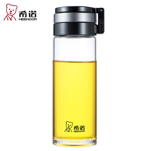 希诺（HEENOOR）玻璃杯单层男女士水杯家用茶水分离泡茶杯大容量提环便携杯子定制 便携提环695ml