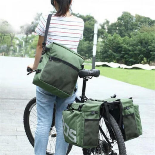 Tall and mighty cycling bag large capacity Lexuan bicycle bag rear shelf bag mountain bike riding accessories 4892 green on both sides