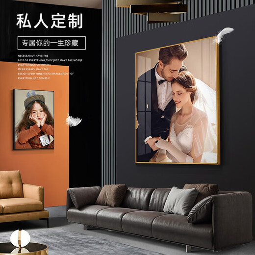 Linyu living room hanging painting landscape landscape painting new Chinese style sofa background wall decoration painting tea room office mural ink water flow to make money-A style 150*60cm teak color solid wood frame glossy crystal porcelain style