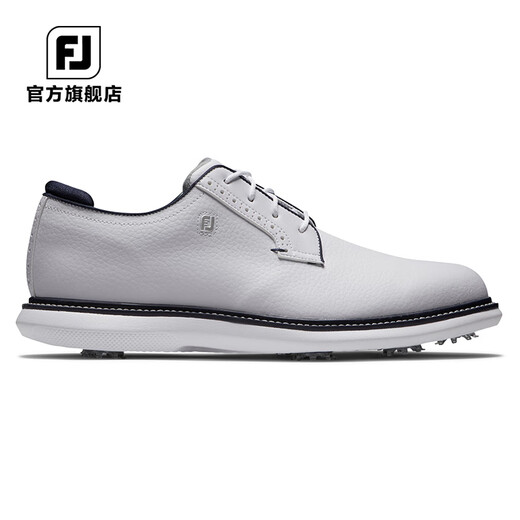 FootJoy golf shoes FJ Men's Traditions Classic Fashionable Spikeless Shoes Lightweight and Cushioned Golf Sports Shoes 57927-White and Blue [Non-spike] Size 43 = US Size 8.5