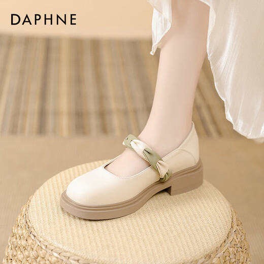 Daphne French Mary Jane Women's Shoes 2025 New Summer Light Mouth Single Smase Wind Wind Wind Slow Sole Tacones Tacones altos zapatos de cuero Color de albarico