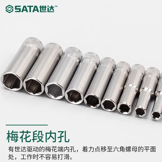 Shida extended hexagonal sleeve head big flying Zhongfei Xiaofei car repair ratchet wrench tool 1/2 inch 12.5 (big (zhongfei) 8mm/12401