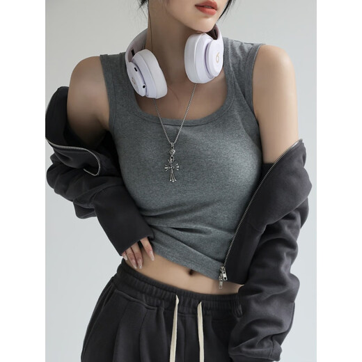 杰丽·莫克（Jerrie Mock）纯棉白色吊带小背心内搭打底内衣女文胸无袖春夏秋修身显瘦外穿 单件-白色 M(适合体重95-115斤)