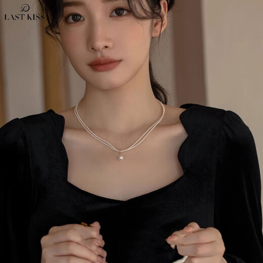 LAST KISS double layer stacked millet grain Shijia pearl necklace for women 2025 new trendy fashion high-end 520 Valentine's Day gift double layer pearl necklace