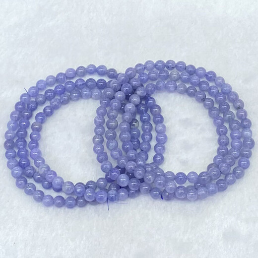 Outstanding natural tanzanite three-circle bracelet for women, fashionable, fresh and simple, crystal multi-circle bracelet, jewelry, gift, versatile 2#/44.2MM/round beads/three circles