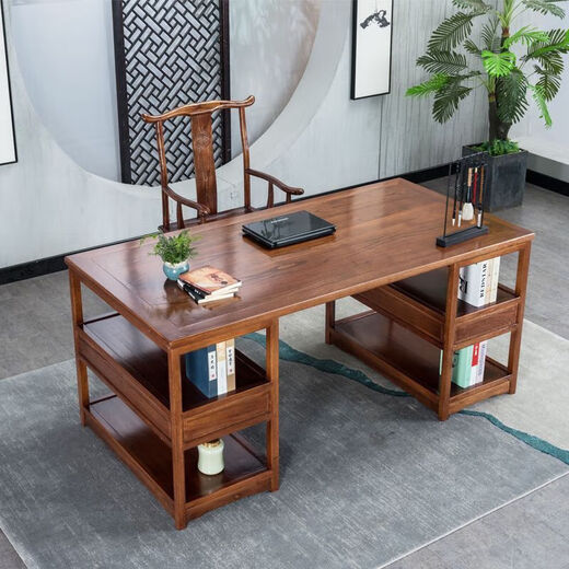 Chinese calligraphy table solid wood painting case calligraphy and painting table rosewood desk antique Chinese study desk writing desk log desk 1.3 meters single table golden rosewood