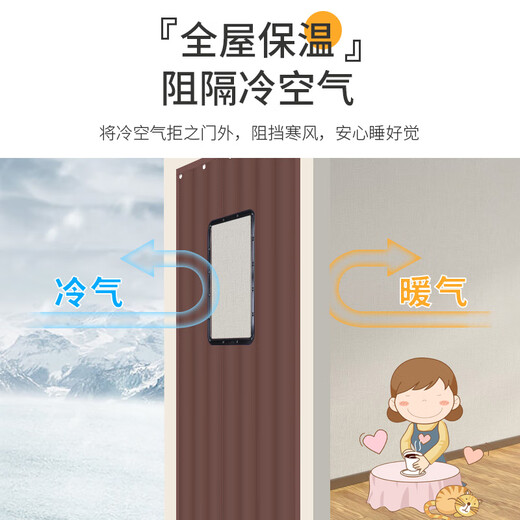 Jiujia Autumn and Winter Cotton Door Curtains for Household Thickened Windproof, Windproof, Soundproofing, Warmth and Coldproof Partition Hanging Curtains for Winter. Whole-piece PU leather coffee color - two layers of white silk cotton. Free hook. Customized shooting.