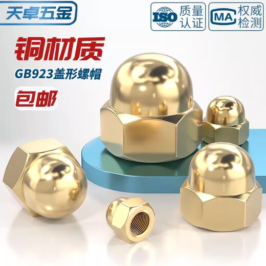 Tianzhuo Hardware national standard pure copper cap nut household decorative cap copper cap nut cap nut M3M4M5M6M8-M20mm M8-5 only