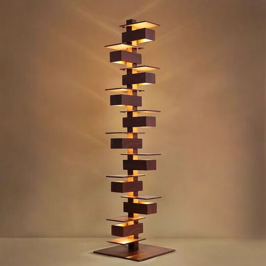 Zhongshuai Lampadaire de villa à eau qui coule Designer Salon simple Imitation grain de bois Lumière et ombre Art Ornements Lampe décorative Lampe de table à eau qui coule Noir