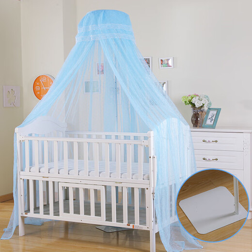 Shantou Lincun crib mosquito net baby bed palace pattern tent child newborn mosquito net with bracket universal liftable 9492 blue luxury jacquard mosquito net (floor bracket)