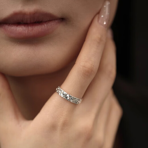 MZMZ original platinum ring Crushed Ice pt950 platinum pair of rings for men and women, plain ring for birthday, anniversary gift for girlfriend, light luxury model - Crushed Ice Pair of Rings