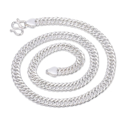 Feishengji Fat Donglai same style pt950 platinum Cuban necklace 999 necklace men's silver Cuban horsewhip chain solid simple chain horsewhip chain 20g thick 5mm long 50cm