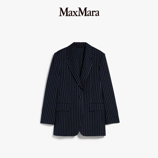 MaxMara 【臻选惠享】春夏女装单排扣条纹西装外套1911014106 深蓝色 34