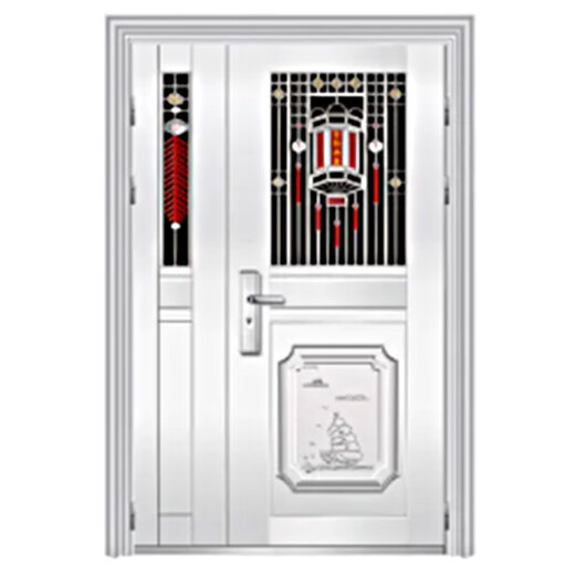 Двухдверная противоугонная дверь Qilicai из нержавеющей стали, наружная 304, солнцезащитная и нержавеющая дверь, двойная дверь, бытовая входная дверь в сельской местности, двухдверная дверь с шестиугольной сеткой, 1180*2050, аутсорсинг a