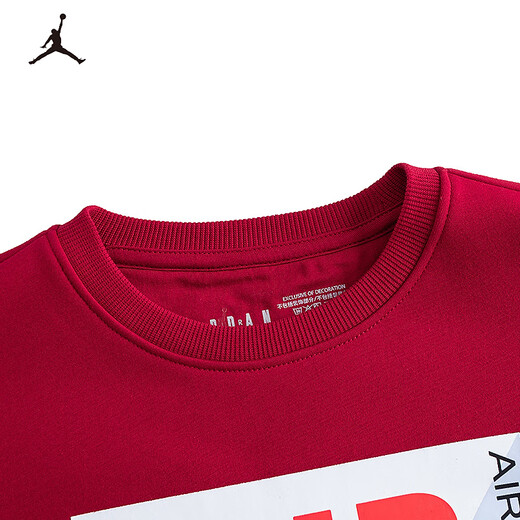 NIKE JORDAN Nike AJ boys' sweatshirt, plus velvet to keep warm, 2025 winter new comfortable children's clothes, Jester Red 120/60 Recommended height 110-116cm