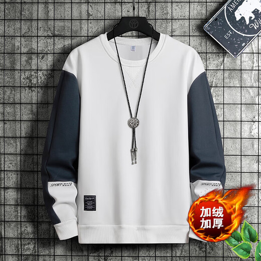 Woodpecker (TUCANO) large size sweatshirt men's spring and autumn casual loose round neck long-sleeved bottoming shirt with fat plus fat men's clothing FJNB452-6177 gray blue regular 6XL recommended 205-230Jin Jin equals 0.5 kg