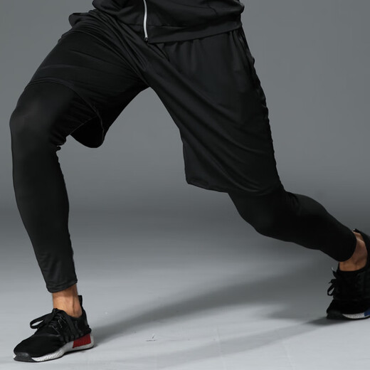 Hui'ang Sports Set Men's Fitness Clothing Yoga Suit Sport Pants Quick Dry Running Crop Pants Training Pants Shorts 2 pieces M