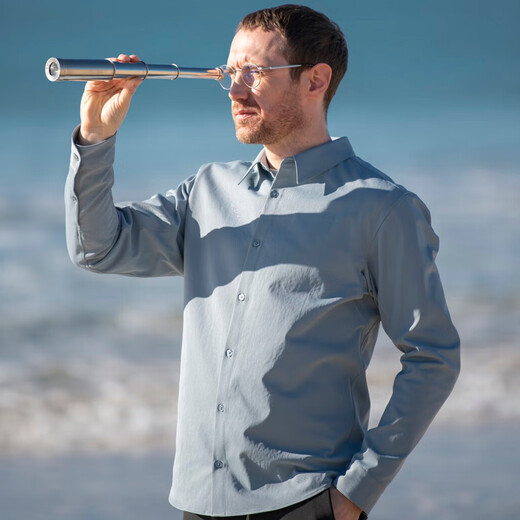 CARE OF LORD Navigator Series Spring and Autumn Men's Cotton Anti-wrinkle Business Casual White Long-Sleeved Shirt 3672 Commuting Blue M