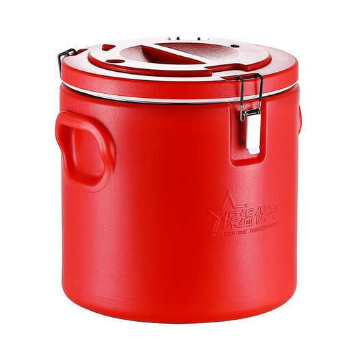 Fat Donglai's same type of thermos bucket, stainless steel large capacity, stall soup porridge, soy milk, milk tea, ice cube bucket, canteen soup bucket insulated box, new red thermos bucket - 10L (actual filled water 14Jin Jin is equal to 0.5kg)