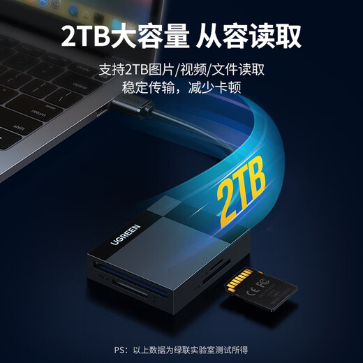 绿联USB3.0高速CF读卡器 多功能四合一读卡器 支持CF/MS/SD/TF型相机记录仪监控手机平板储存卡 线长1m