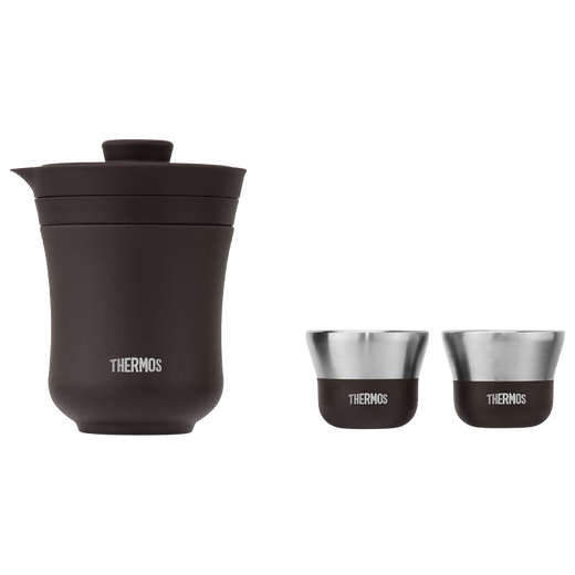 THERMOS Tea Travel Set Outdoor Camping Travel Tea Set Portable Office Insulated Teapot Tea Cup Gift TCMU-200LC Upgraded Coated Liner - Hot Selling Recommendation Matte Brown