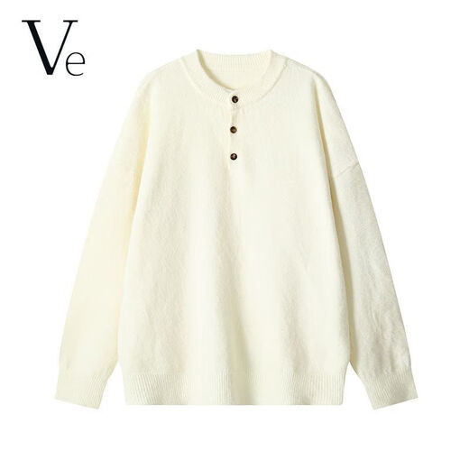 VE American retro Henry collar sweatshirt men's autumn lazy style relaxed knitted sweater cleanfit bottoming shirt light gray //VE hot sale M recommended 95-110Jin Jin equals 0.5 kg