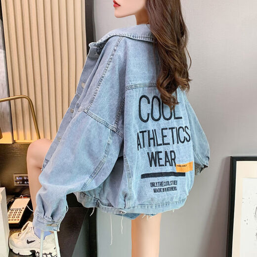 ZHIDOUDOU牛仔外套女网红潮流短款宽松百搭2025春秋洋气新款牛仔衣女装上衣 9926#图片款蓝色 S  建议80--100斤