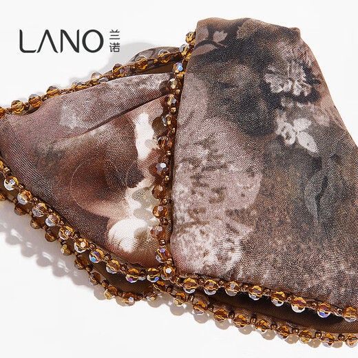 Lannuo Crystal Printed Triangular Grip Clip Women's Luxurious 2025 New Large Size Hair Clip for Large Back of Head Hair Clip Coffee Color