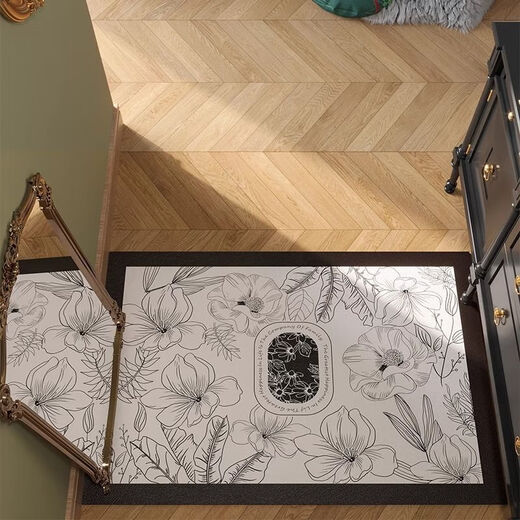 Yingzhu'er light luxury entry door floor mat, high-end feel foot mat, stain-resistant, no-wash PVC retro entry door mat, leather carpet cutting, medieval garden, curved 140X200CM, third generation texture leather