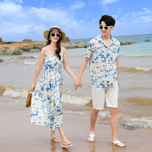 Buenpu beach parent-child clothing summer clothing new family of three or four family clothing mother-daughter mother-child travel vacation set 321 female 2XL