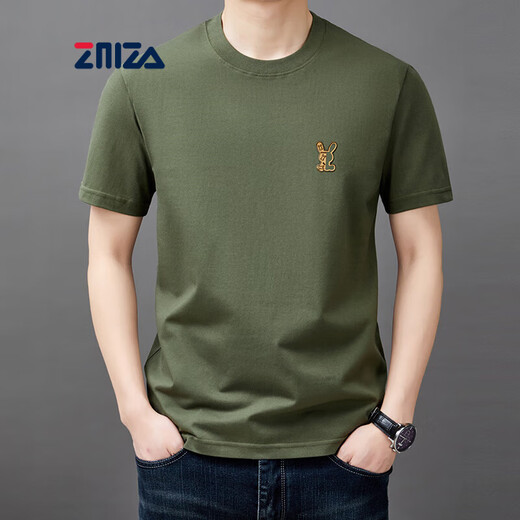 ZMZA 短袖t恤男纯棉夏季新款时尚印花半袖休闲百搭圆领T恤男士上衣潮 黑色【9923款】 M 165码【建议90-115斤】