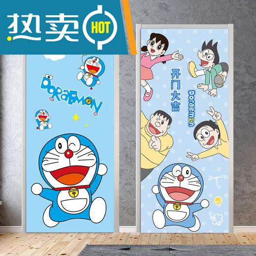 Pegatinas de la puerta del dormitorio para niños Doraemon Autoadhesivos Autoadhesivos Pegatinas decorativas Renovación Fondo