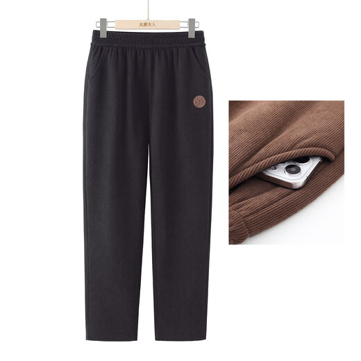 Mrs. Tang Dynasty velvet middle-aged and elderly mothers' autumn and winter pants grandma's straight trousers are loose outer wear western style casual pants