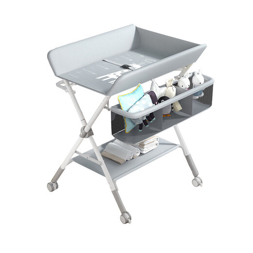Clcey Windel Tabelle faltbare einfache Babypflege Tabelle Crib Baby Windelwechsel Tabelle Neugeborene Touch Tabelle Windel Tisch - graues mobiles Modell + Drei -teiliger Set