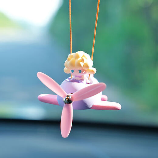 Yusenyi Bubble Mart Propeller Small Airplane Car Pendant Car Pendant Feeling Rearview Mirror Pendant 2025 New Little Sweet Bean Pink Baby Propeller Purple Airplane