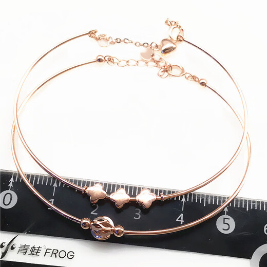 Jun Kiss Anneville Purple Gold 585 Rose Gold 14k Color Gold Women's Purple Gold Fashion Classic Thin Bracelet Clover Bracelet