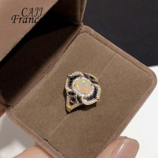 CAJJ Francois 0.70 carat Opal ring for women, natural colored gems, jewelry gems, 925 silver inlaid, No. 13