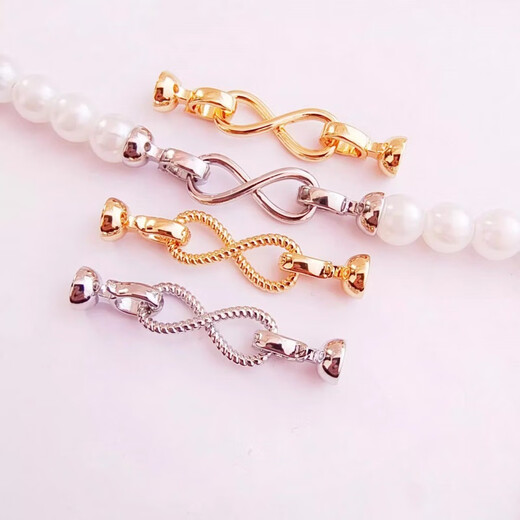 DL 1998 Fat Donglai same style 18k pearl necklace buckle head DIY accessories copper plated 18K gold-filled jewelry buckle pearl bracelet buckle 8 No. 3 white gold