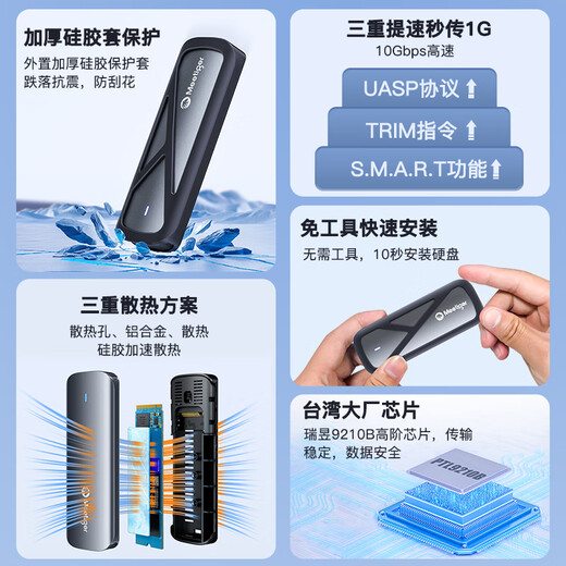 迷虎M.2 NVMe固态硬盘盒 Type-C3.2移动硬盘盒 适用笔记本电脑苹果16外接SSD硬盘盒子 送保护套 GN10