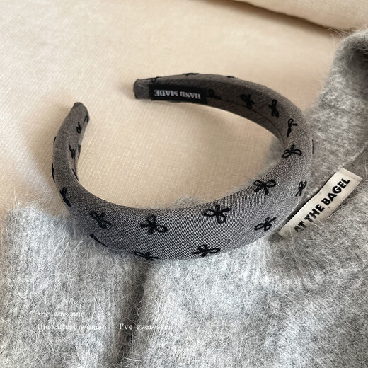Morning Star Summer Gray Fabric High Headband Women's New Fashion Versatile Headband Hairpin High-end Hair Bundle One wide-brimmed gray bow headband