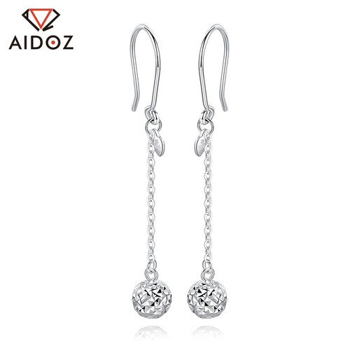Aido Diamond pt950 platinum ear hooks for women, platinum round bead ear hooks, gift for wife, earrings, weight 2.3-2.5 grams + rose gift box