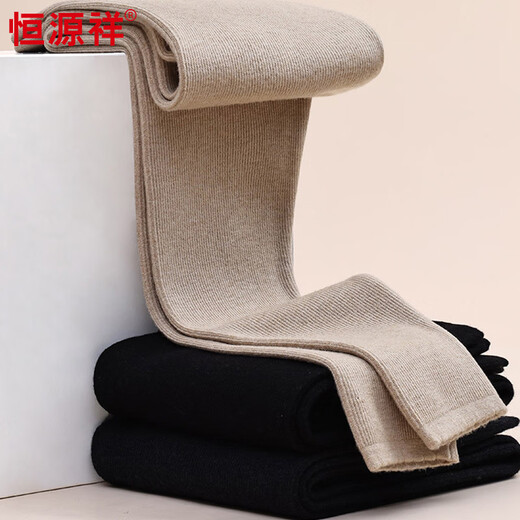 Hengyuanxiang Autumn and Winter New Double Layer Thick Warm Pants Women's Elastic Slim High Waist Small Feet Wool Pants Women Black 2XL